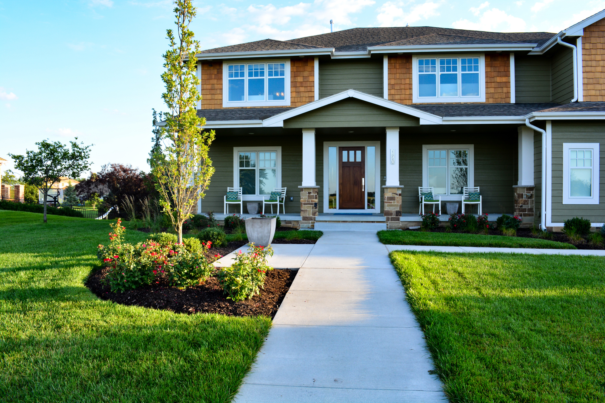 Modern Front Sidewalk In Urban Omaha Breaking Ground Landscaping